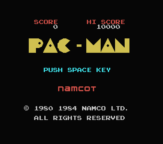 Pac-Man title screen for MSX